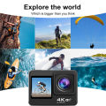 Q60AR 4K 30FPS 24MP WiFi Action Camera Waterproof 170°Wide Angle Len Dual Screen Display Video Camera For Outdoor Sports Cycling Diving.