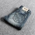 Italian Style Fashion Men Jeans Retro Blue Elastic Slim Fit Ripped Jeans Men Trousers Vintage Designer Casual Denim Pants Hombre.