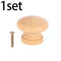 1/4/8Set 24/28/35Mm Mushroom Wooden Pulls Solid Round Handle Single Hole Drawer Knobs Cabinet Dresser Wardrobe Door Furniture Hardware. 