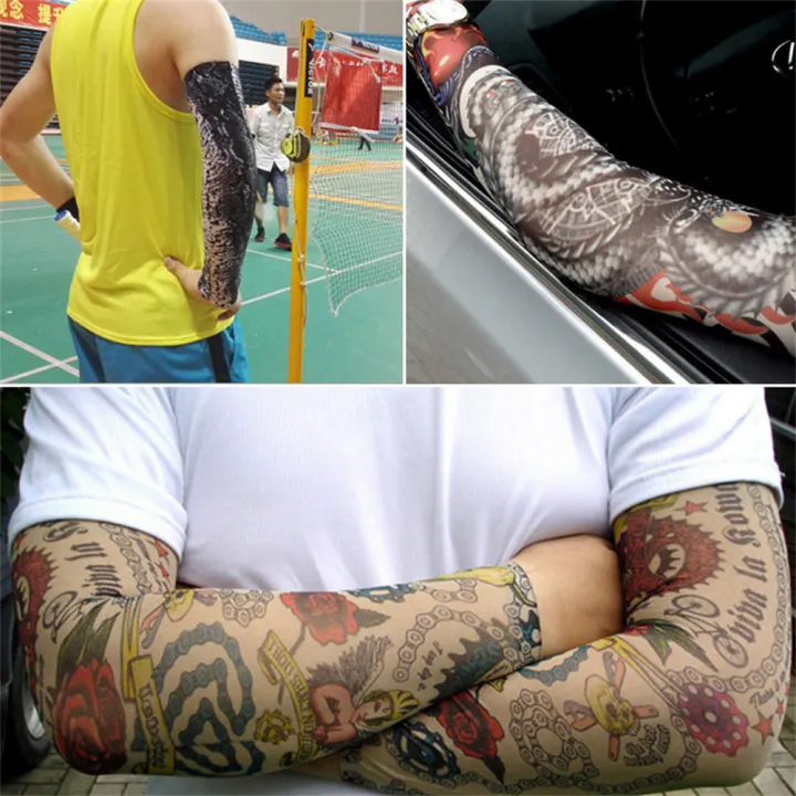 2pcs%20Set%20Nylon%20Outdoor%20Tattoo%20Print%20Arm%20Sleeves%20For%20Driving%20Riding%20Climbing%20Sunscreen%20Arm%20Cover%20-%20Image%203