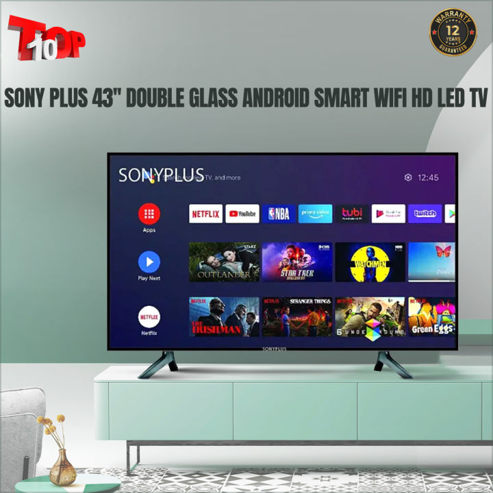 Sony Plus 43'' Double Glass Android Smart Wifi Hd Led Tv 4k Supported Ram 2 gb Rom 16 gb Android version 11.0 Built-In