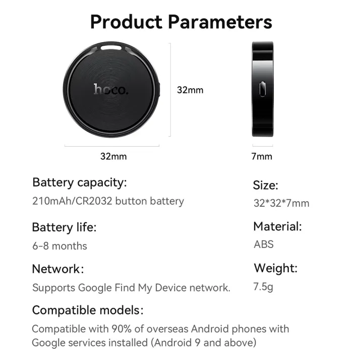 HOCO%20E96A/E93A/E100/E91/E91J/E101%20Anti-Lost%20Smart%20Tag%20Bluetooth%20Finder%20Supports%20Google%20Find%20My%20Phone/Apple%20Find%20My%20Precise%20Position%20for%20Keys%20Pets%20Luggage%20Cars%20Replaceable%20Battery%20Up%20o%208%20Months%20Backup%20Android/iOS%20Supported%20Smart%20Finder%20for%20Any%20Device%20-%20Image%208