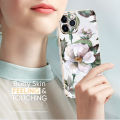 Hontinga for Infinix Hot 30i Back Cover Free Strap Luxury 6D Plating Shiny Flower Side Pattern Case Soft Silicone Square Mobile Cover.