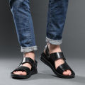 2024 Summer Sandals Genuine Leather Men's Open Toe Beach Shoes King Size Soft Leather Sandals Size 45 46 Size 47 Size 48. 