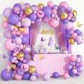 【Buried Buzie】Butterfly Purple Pink Balloon Garland Arch Kit Happy Birthday Party Decor Kids Baby Shower Latex Ballon Wedding Party Supplies.