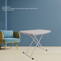 Small Folding Table Space Saving Folding Table PE and Steel Pipe White Rectangular Portable for Bedside for Dining Room. 