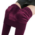 Solid Color Women Winter Velet Trousers Female High Elastic Warm Nine Pants Ladies High Waist Slim Leggins. 