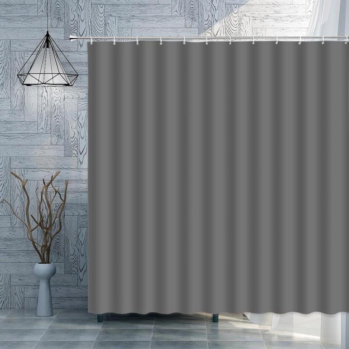 Pure Color Shower Curtain Sets Gray Black Yellow Green Simple Bathroom Decorative Curtain Polyester Fabric Bath Curtain Hooks