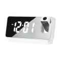 USB LED Mirror Projection Alarm Clock  Digital Snooze Rotated Display. 