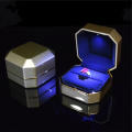 Square Velvet Wedding Ring Case Jewelry Gift Box with LED Light for Proposal Engagement Wedding Luxury Ring Box.