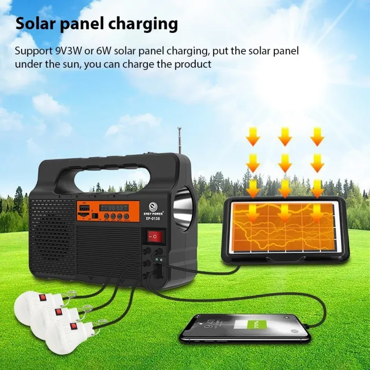 Portable%20Solar%20Generator%20with%20Solar%20Panel%20Radio%20BT%20Speaker%20Phone%20Charger%20Flashlight%20Power%20Station%20Built-in%203600mAh%20Rechargeable%20Battery%20for%20Outdoor%20Camping%20Emergency%20Illumination%20System%20with%203Pcs%20External%20Light%20Bulb%20-%20Image%209