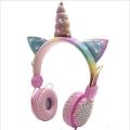 Cute Unicorn Headphones Cat Ear Headphones In Stock Headset Kids Wired Headphones With McCartoon Headphones. 