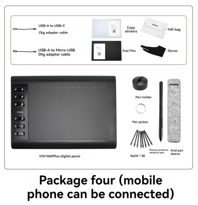 VINSA Wencai 1060Plus Digital Tablet Drawing Tablet Computer Handwriting Tablet Can Be Connected To And-roid Phones