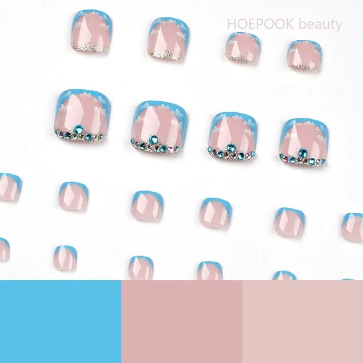 24pcs%20French%20Blue%20Rhinestone%20Seamless%20Removable%20Toenails%20Acrylic%20Press%20On%20Nail%20Tips%20Full%20Cover%20Waterproof%20False%20Toe%20Nails%20-%20Image%204