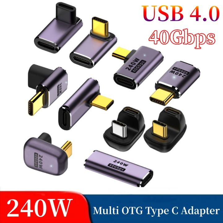 240W Metal USB 4.0 Type C Adapter OTG 40Gbps Fast Data Transfer Tablet USB-C Charging Converter for Phone Macbook Air Pro Laptop