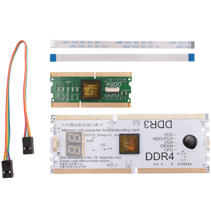 Memory Slot DDR3/DDR4 Diagnostic Analyzer Test Card Computer Diagnostic Card Notebook for DDR3/4 Repair