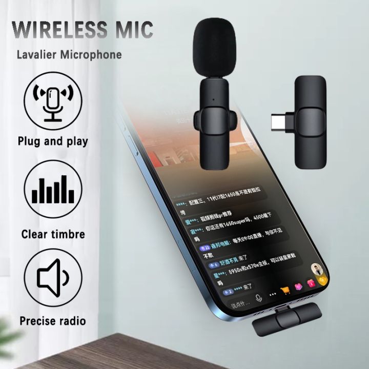 【Ready Stock+FREE Shipping+COD】 Lavalier Microphone K9 wireless mic 2.4GHZ mini mirophone suitable for recording interviews live video buckle collar microphone