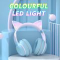 New Bluetooth Headset ST89M Gradient Color LED Luminous Cat Ear Wireless Bluetooth Earphone Headset. 