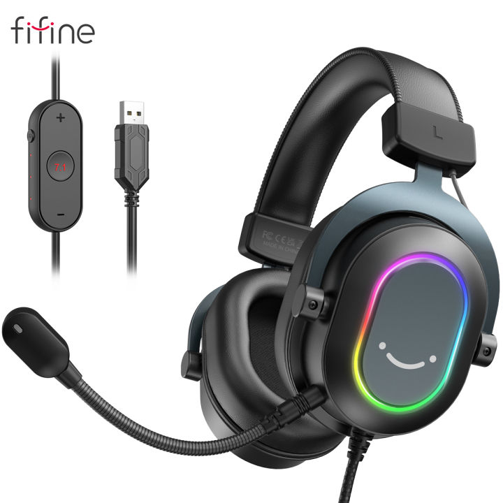 Fifine Dynamic RGB Gaming Headset with Mic Over-Ear
