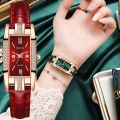Fashion Green Watches Women Qualities Crystal Studded Quartz Watch Ladies Leather Wristwatches. 