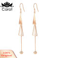 Women Fashion Double Triangle Tassel Ball Long Dangle Hook Earrings Jewelry. 