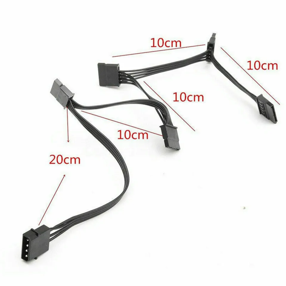 3X 4Pin IDE to 5-Port Power Supply Cable 4Pin Molex to Multi SATA