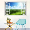3D Window View Green Landscape wall sticker Removable Tea Garden Wall Stickers Mural Art Sticker Poster and prints. 