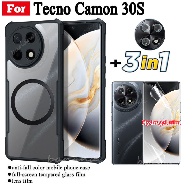 3%20in%201%20Tecno%20Camon%2030S%20Shockproof%20Phone%20Case%20With%20Magnetic%20Wireless%20Charging%20Sticker%20+Full%20Coverage%20Tempered%20Glass%20Screen%20Protector%20+Lens%20Film%20-%20Image%202