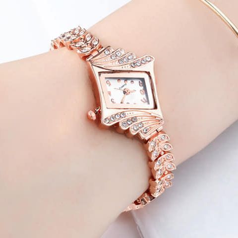 Rose Gold Tone Analog Watch Quartz Bracelets Watchs For Women
