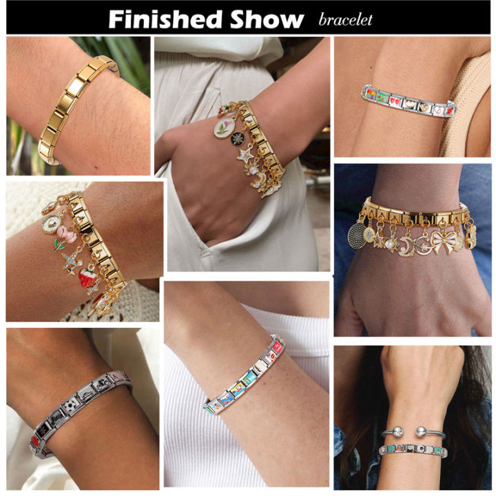 Shiny%20Colorful%20Zircon%20Love%20Heart%20Crown%20Star%20Accessory%20Fit%209mm%20Italian%20Charm%20Links%20Bracelet%20Stainless%20Steel%20DIY%20Making%20Gifts%20-%20Image%204