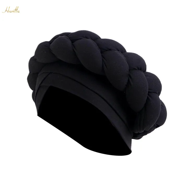 Women%20African%20Turban%20Head%20Wrap%20Headscarf%20Headwear%20Hair%20Headwrap%20Hat%20Beanie%20for%20Wet%20Black%20-%20Image%205