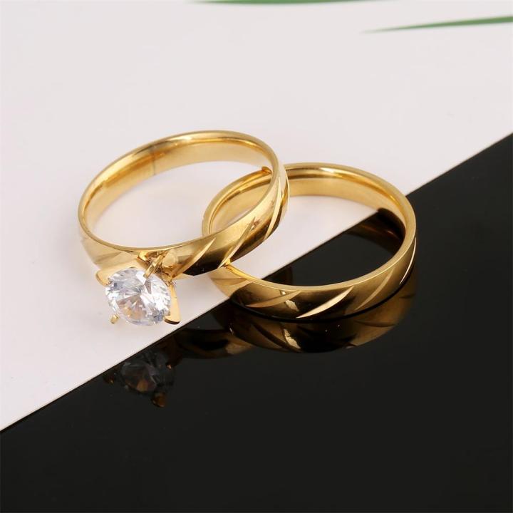Hua bridal wedding ring stainless steel gold hao finger set fashion promise stone engagement jewelry ladiescosplay
