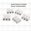 2Pcs Quick Wiring 3 Position Screw Terminal Block AC 220V 10A Box Press Type Connector Cable Clamp Electrical LED Strip Light Wire.