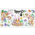 Cartoon Easter Window Static Sticker Cute Rabbit Carrot Egg Wall Sticker For Home Room DIY Decoration Easter Party Supplies. 