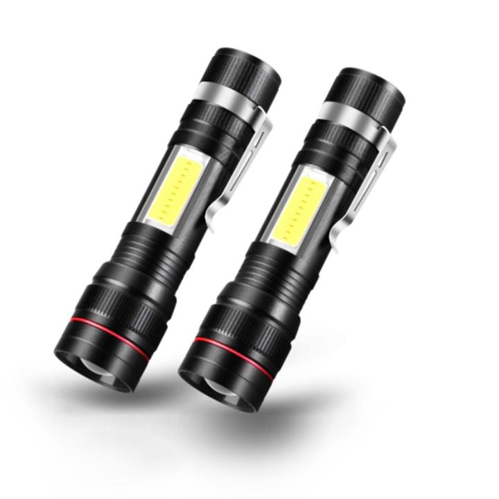 Mini LED Flashlight Rechargeable Built-in Battery Water-Resistant USB Torch COB Flashlight & Lantern