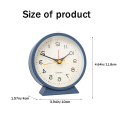 4.5 Inch Battery Operated Antique Retro Analog Alarm Clock, Small Silent Bedside Desk Metal Clock with Light(Blue).