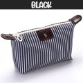 Large Capacity Nylon Stripe Cosmetic Zipper Bag Waterproof Toiletry Skincare Organizer Pouch Portable Travel Accessories. 