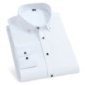 High Quality Men's Long Sleeve Shirt Dress Casual Solid Color Routine Fit Design Business Male Social Shirts White Blue Black. 