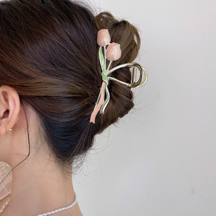 Dincior%20Girl%20Female%20New%202025%20Two%20Flower%20Tulip%20Bouquet%20Hair%20Clips%20Hair%20Accessories%20-%20Image%202