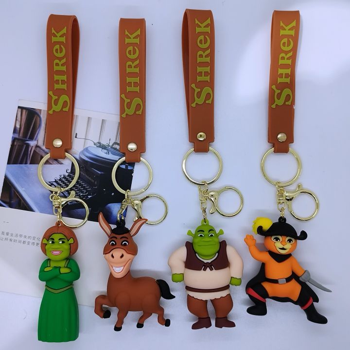 Creative cartoon figure keychain Fiona cute boots puss poor mouth donkey key chain men and women bags small pendant New