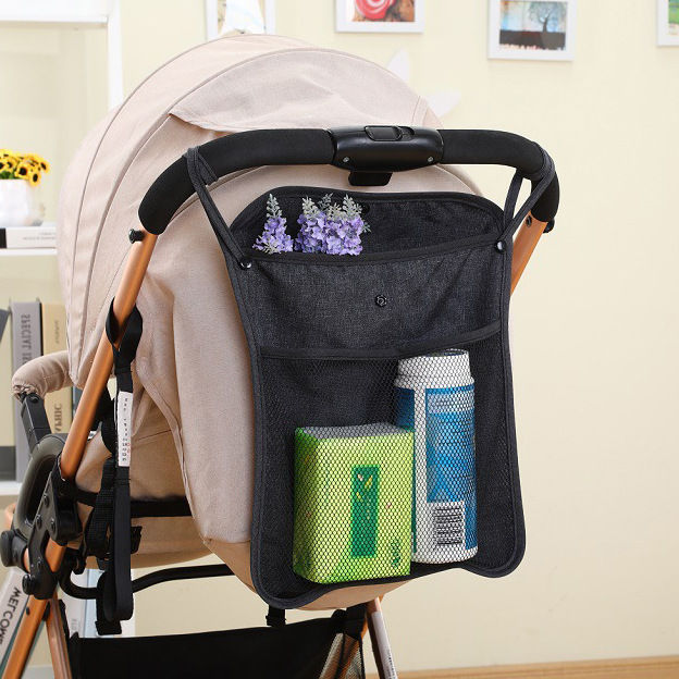 Four-color linen stroller hanging bag baby stroller back hanging bag baby out storage bag