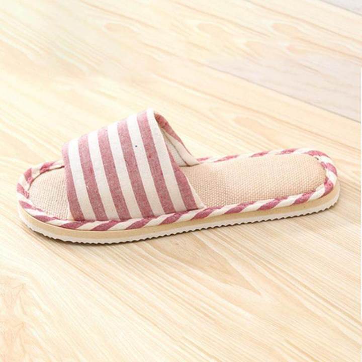 Women's%20Home%20Indoor%20Non-slip%20Slippers%20Ladies%20Flat%20Printed%20Soft%20Comfortable%20Cotton-linen%20Flipflops%20-%20Image%204