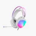 MARVO HG8959 WHITE TRANSPARENT RGB LIGHTWEIGHT WIRED GAMING HEADSET. 