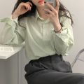 Spot Spring and Autumn New Pure Color Korean Style Long-Sleeved Shirt Women's Design Sense Minority All-Match Casual Overshirt.