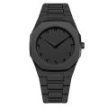Aura Arabic Watch for Men – Black Quartz Wrist Watch | Matte Black Octagonal Design | Premium Metal Strap | Includes Gift Box.