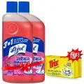 (Buy 2 Get 1 Free) Lizol Disinfectant Floor & Surface Cleaner 2 X 500ml Floral + Trix Lemon Dishwash Bar 300g Free.