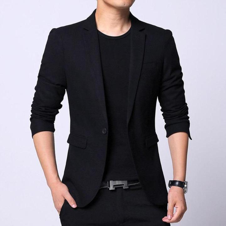 Men Fashion Slim Fit Formal One Button Suit Blazer Coat Jacket Outwear Tops