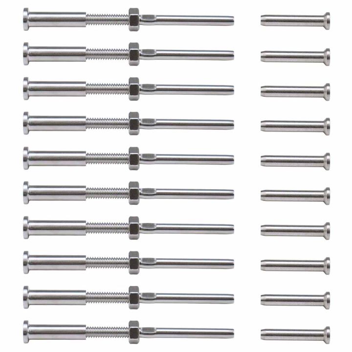 Practical product Stemball Swage and Invisible Hex Head Threaded Stud Tension End Fitting Terminal Combination Pack for 1/8 Inch Cable Railing Kit System,T316 Marine Grade Stainless Steel 10 Pairs