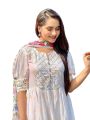 New Model Beautiful Comfortable Gown Three Piece Readymade Set Screen Print Work for Women.