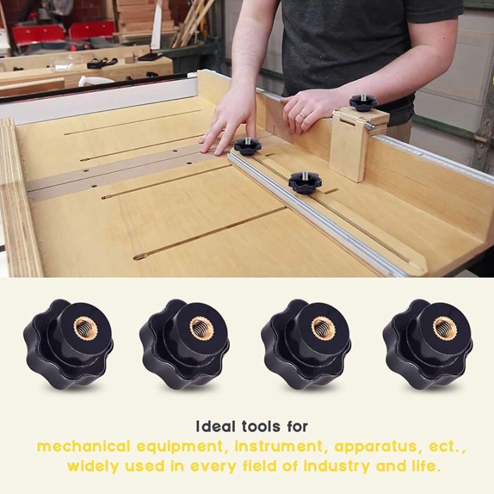 15Pcs%20M6%20Star%20Knob%20Clamping%20Handle%20Nut%20Through%20Hole%20Set%20Brass%20Female%20Threaded%20Handle%20Screw%20on%20Knob%20Grip%20Black%20Plastic%20-%20Image%205